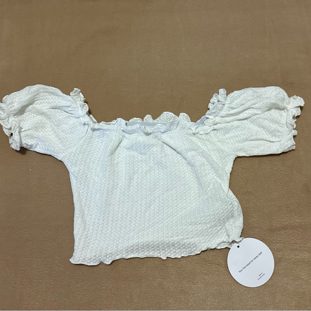 White Ruffled Off-Shoulder Top - Picture 2 of 2